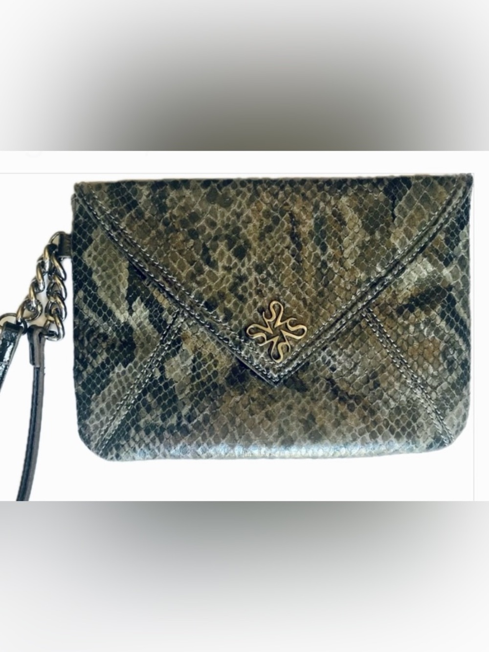 Simply Vera Vera Wang Black Faux Snakeskin Wristlet NWOT